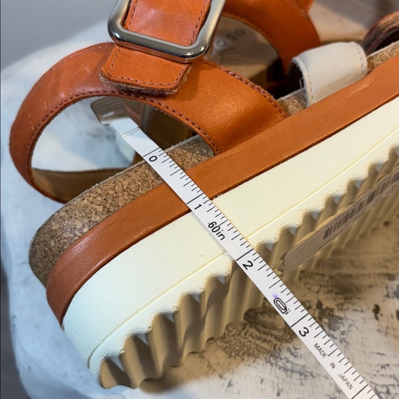 Cork and Leather Velcro Strap Faux Buckle 2” Platform Comfort Sandals Size 8 - Picture 12 of 12